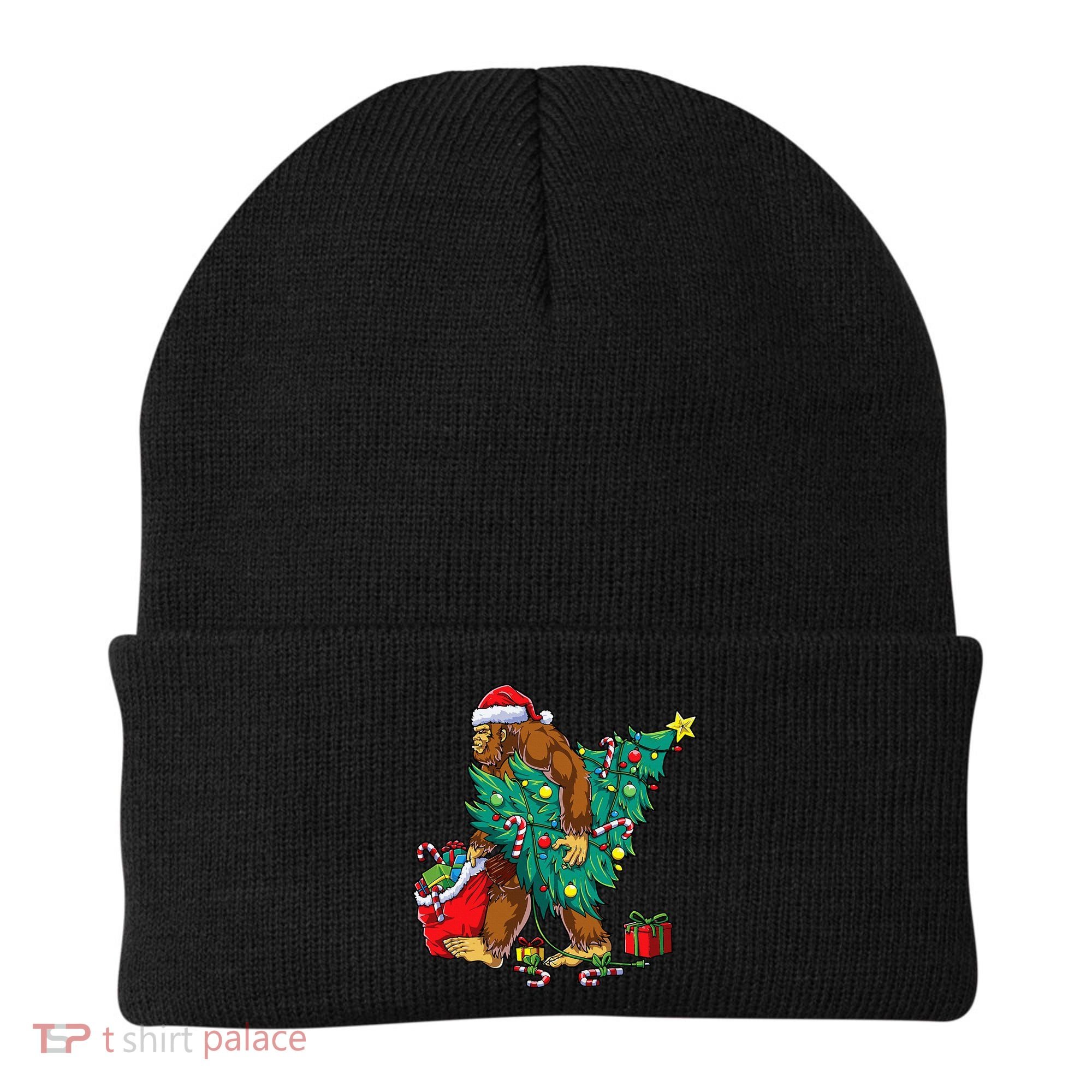 Bigfoot Christmas Tree Lights Xmas Sasquatch Lovers Beanie