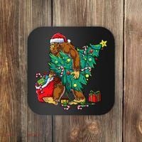 Bigfoot Christmas Tree Lights Xmas Sasquatch Lovers Coaster thumb 0