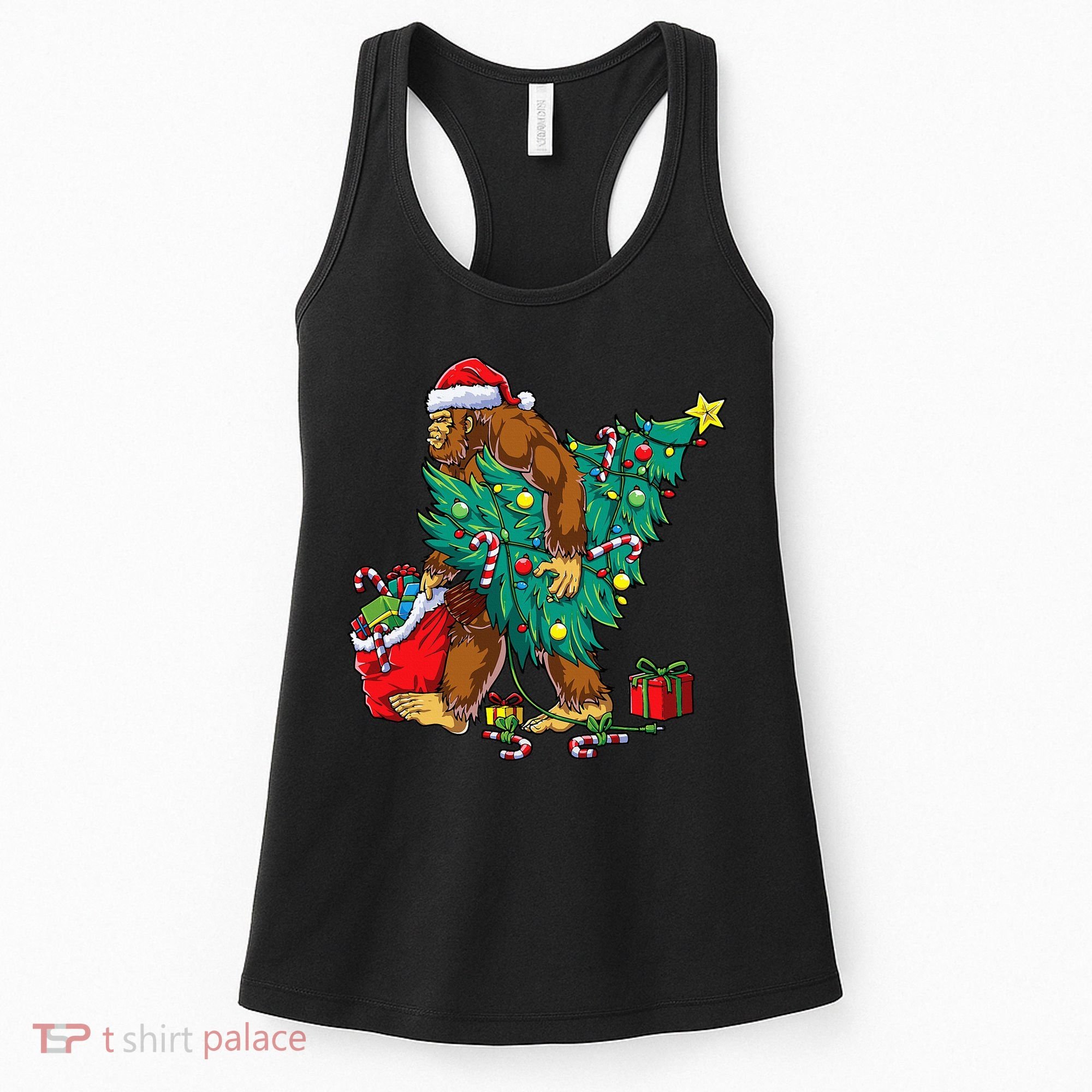 Bigfoot Christmas Tree Lights Xmas Sasquatch Lovers Women's Tank Top
