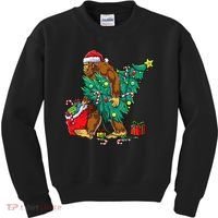 Bigfoot Christmas Tree Lights Xmas Sasquatch Lovers Kids Sweatshirt thumb 0