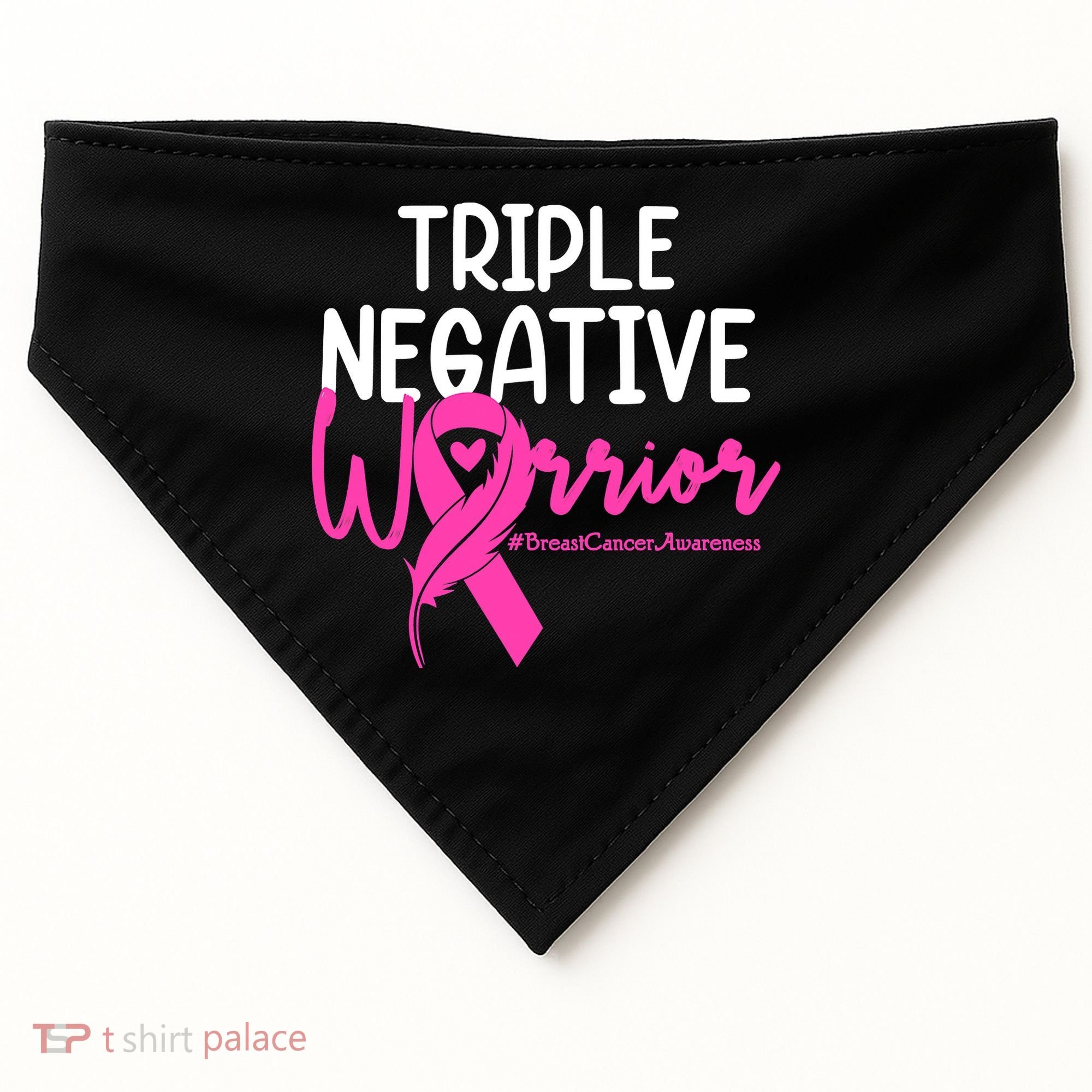 Breast Cancer Triple Negative Warrior Pink Ribbon Awareness USA-Made Doggie Bandana
