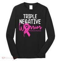 Breast Cancer Triple Negative Warrior Pink Ribbon Awareness Long Sleeve Shirt thumb 0