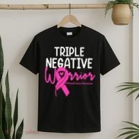 Breast Cancer Triple Negative Warrior Pink Ribbon Awareness T-Shirt thumb 2
