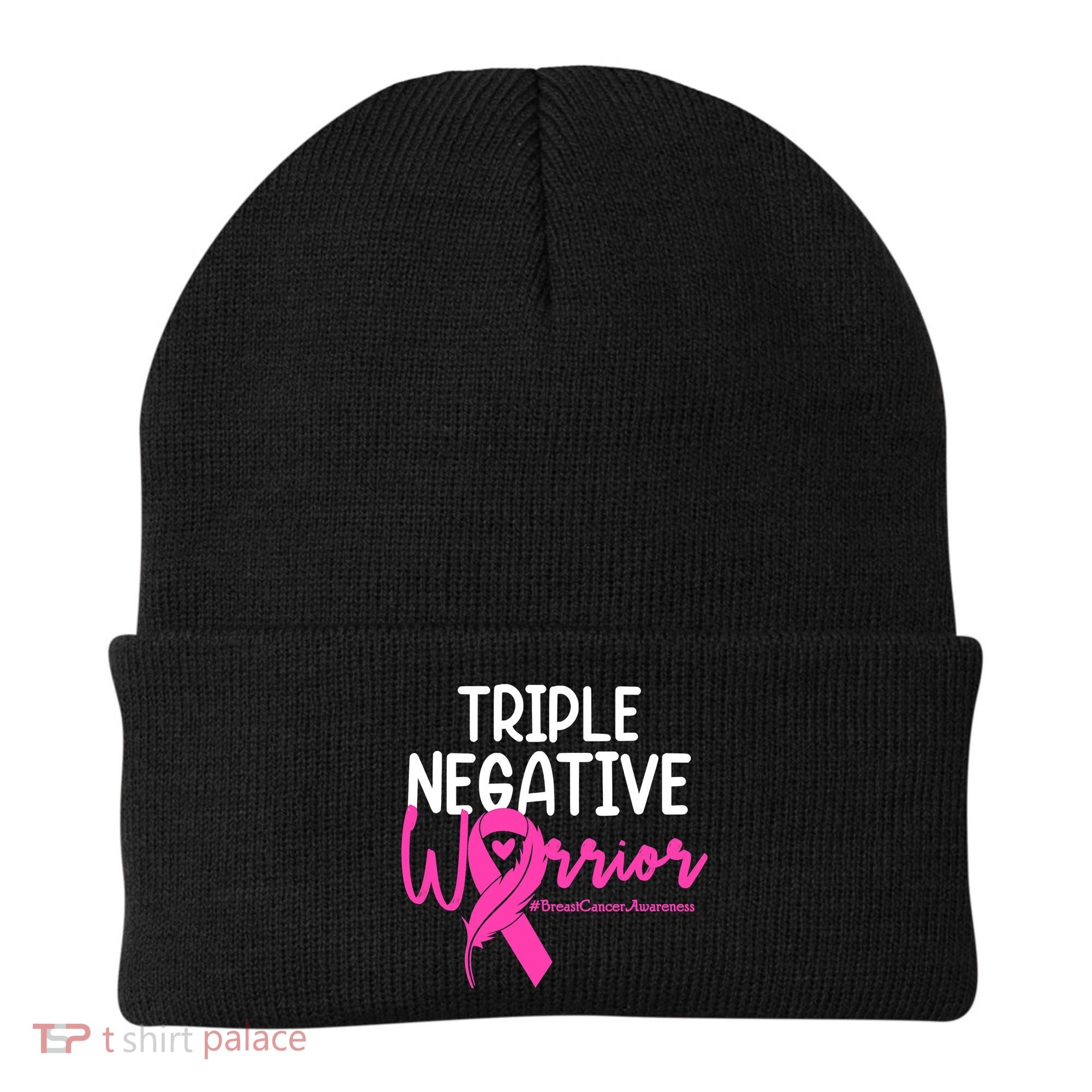 Breast Cancer Triple Negative Warrior Pink Ribbon Awareness Beanie