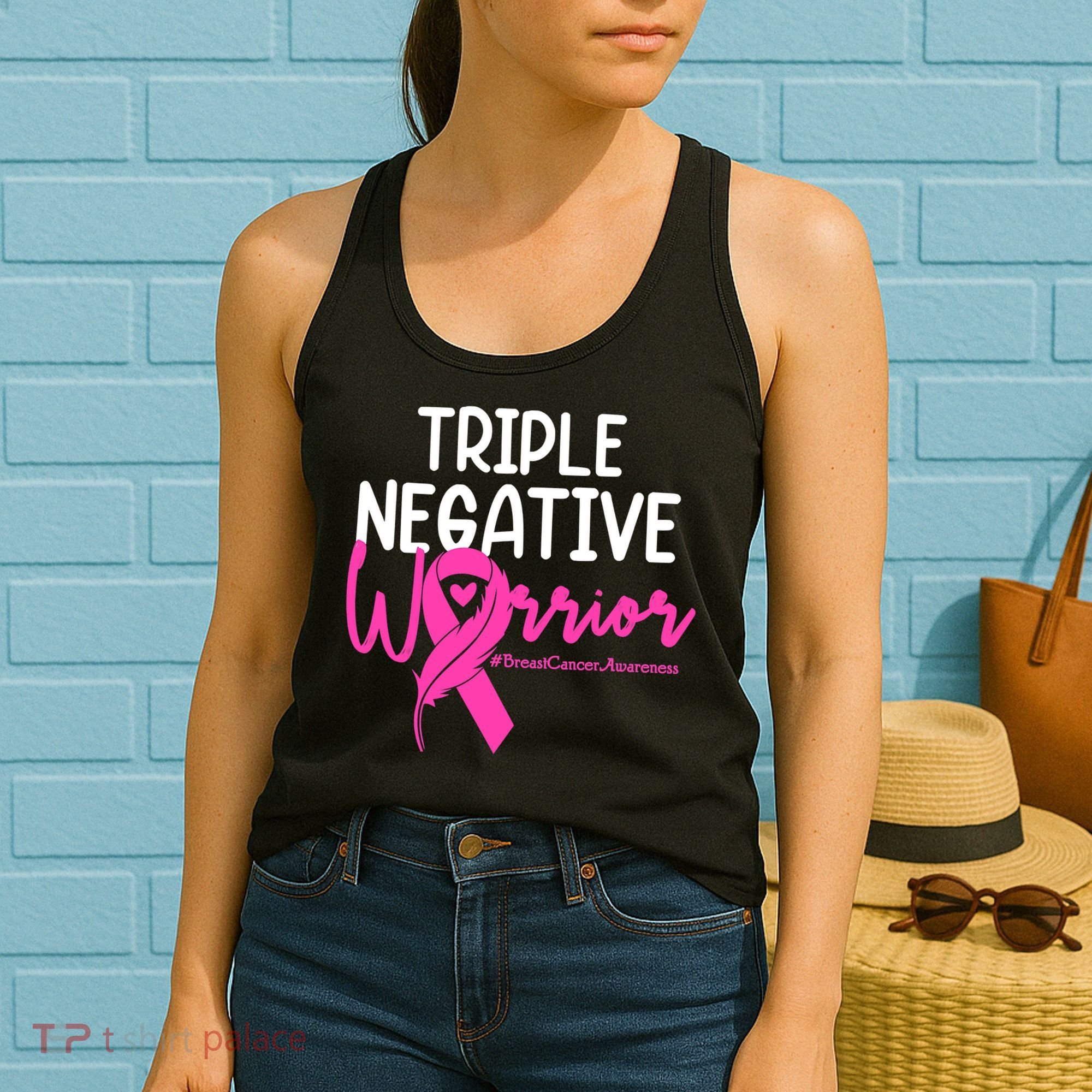 Breast Cancer Triple Negative Warrior Pink Ribbon Awareness Women's Tank Top