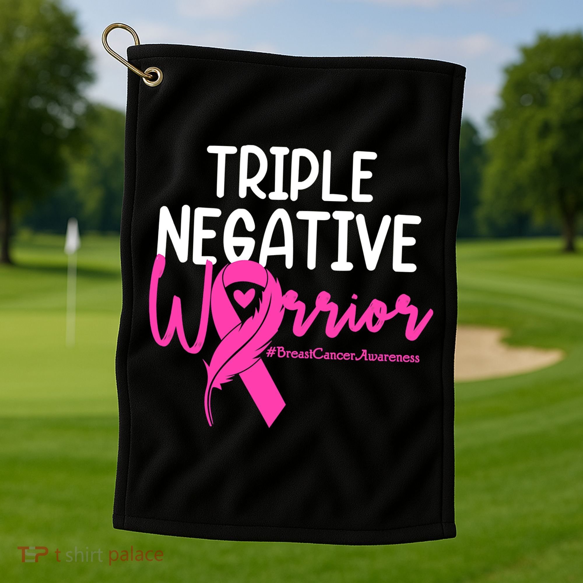 Breast Cancer Triple Negative Warrior Pink Ribbon Awareness Golf Towel
