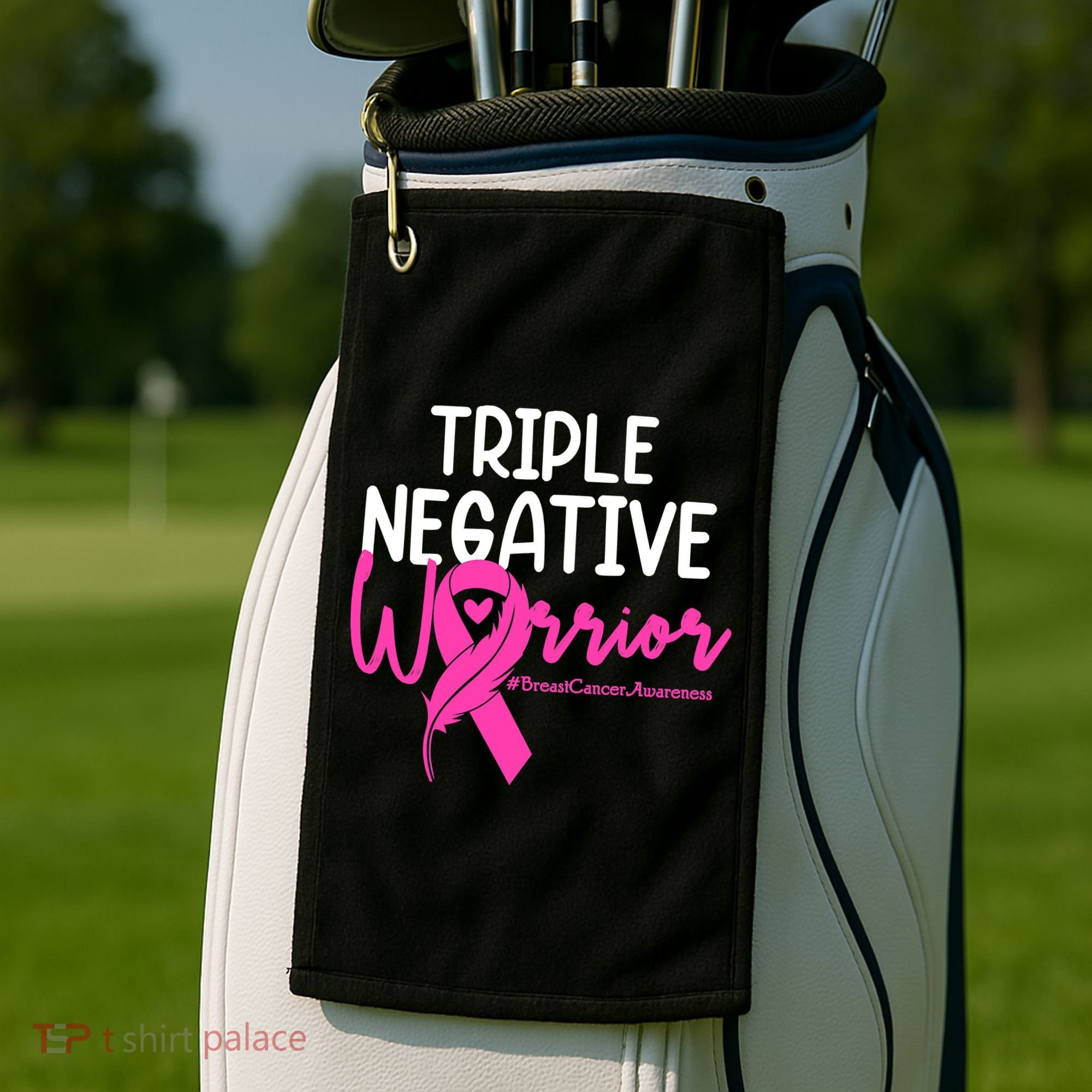 Breast Cancer Triple Negative Warrior Pink Ribbon Awareness Golf Towel