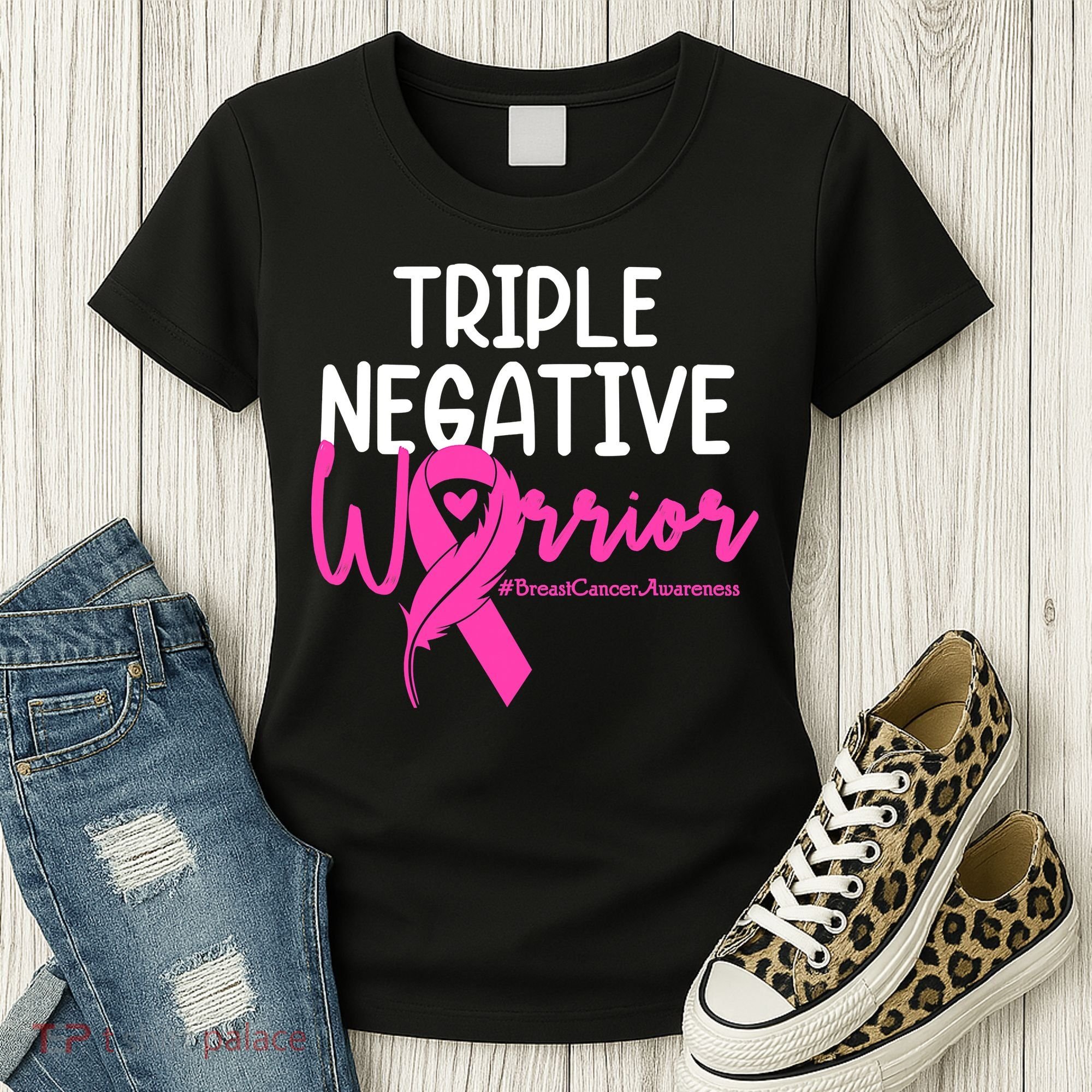 Breast Cancer Triple Negative Warrior Pink Ribbon Awareness Women's T-Shirt