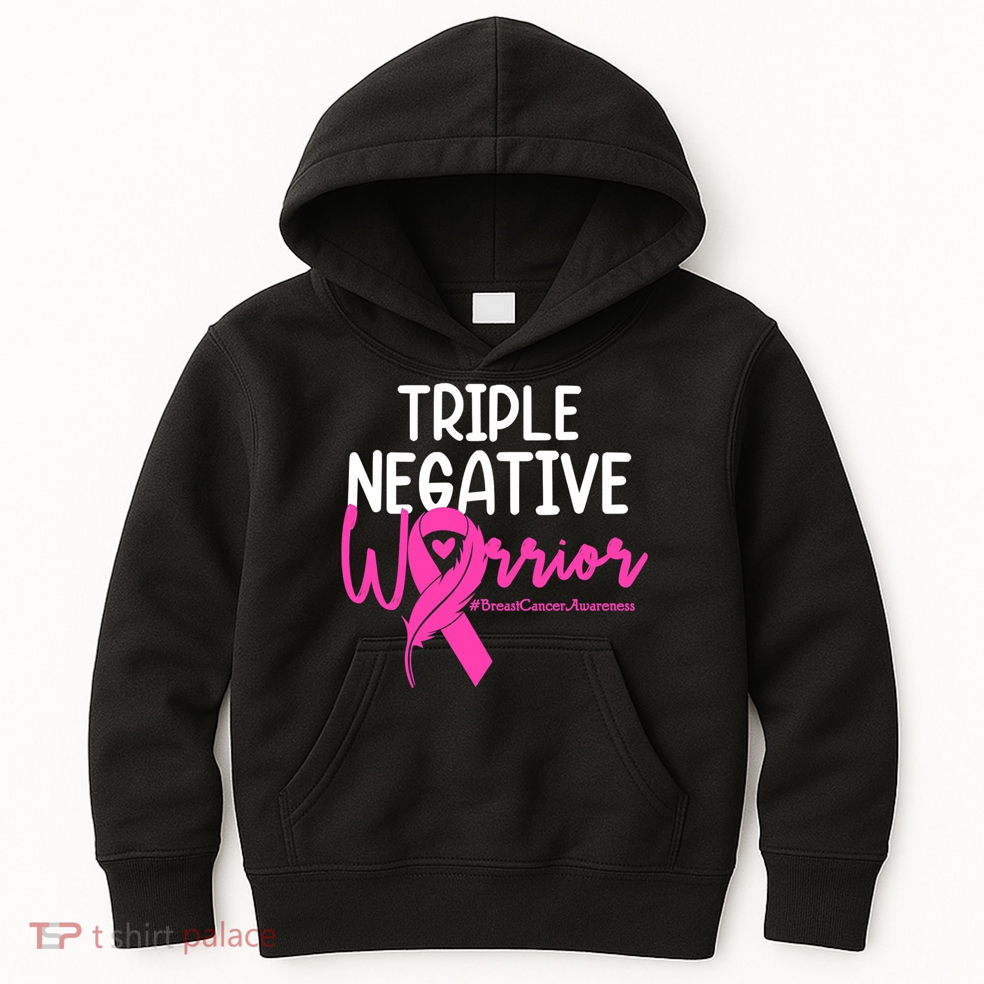 Breast Cancer Triple Negative Warrior Pink Ribbon Awareness Kids Hoodie