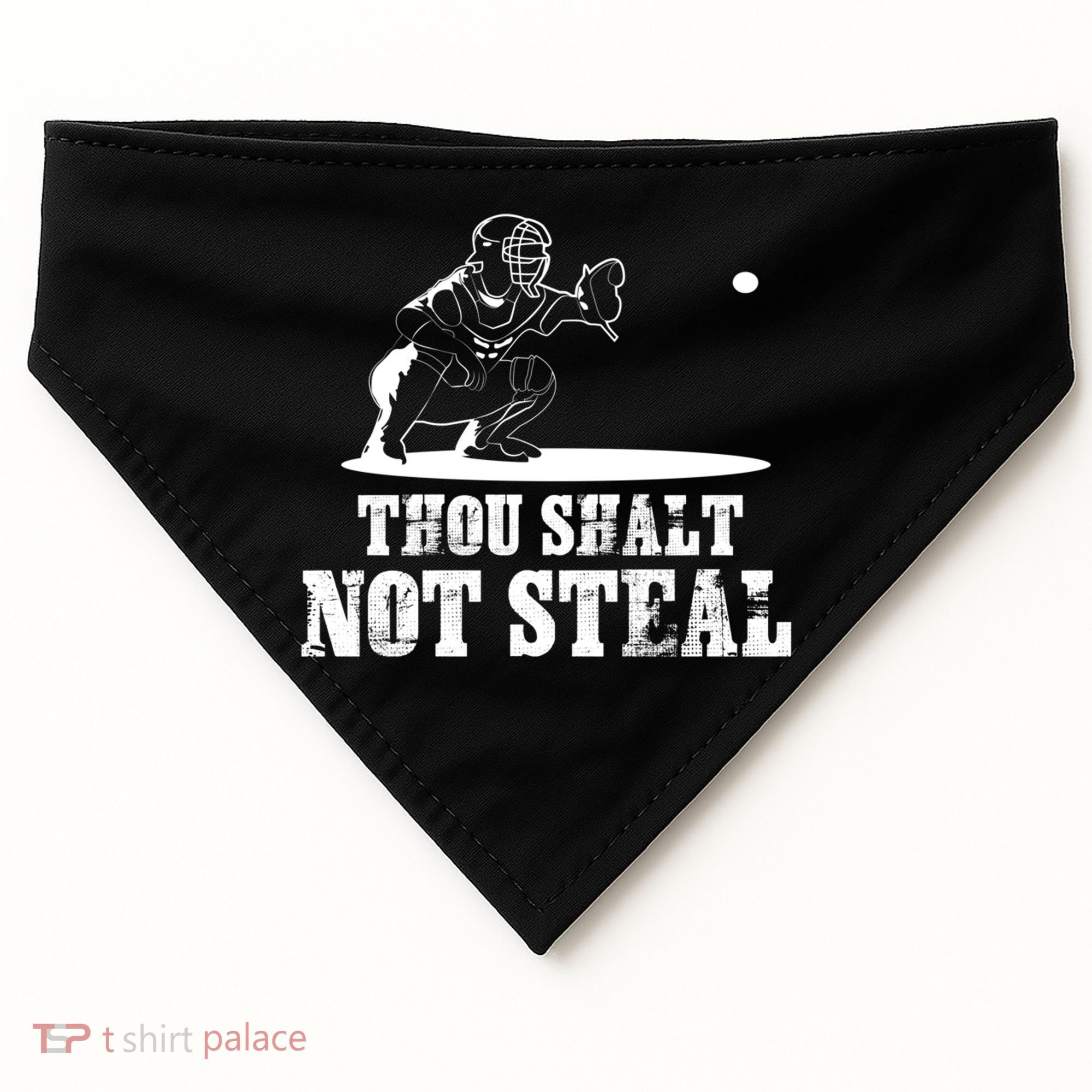 Baseball Catcher Thou Shalt Not Steal - Religious Gift USA-Made Doggie Bandana