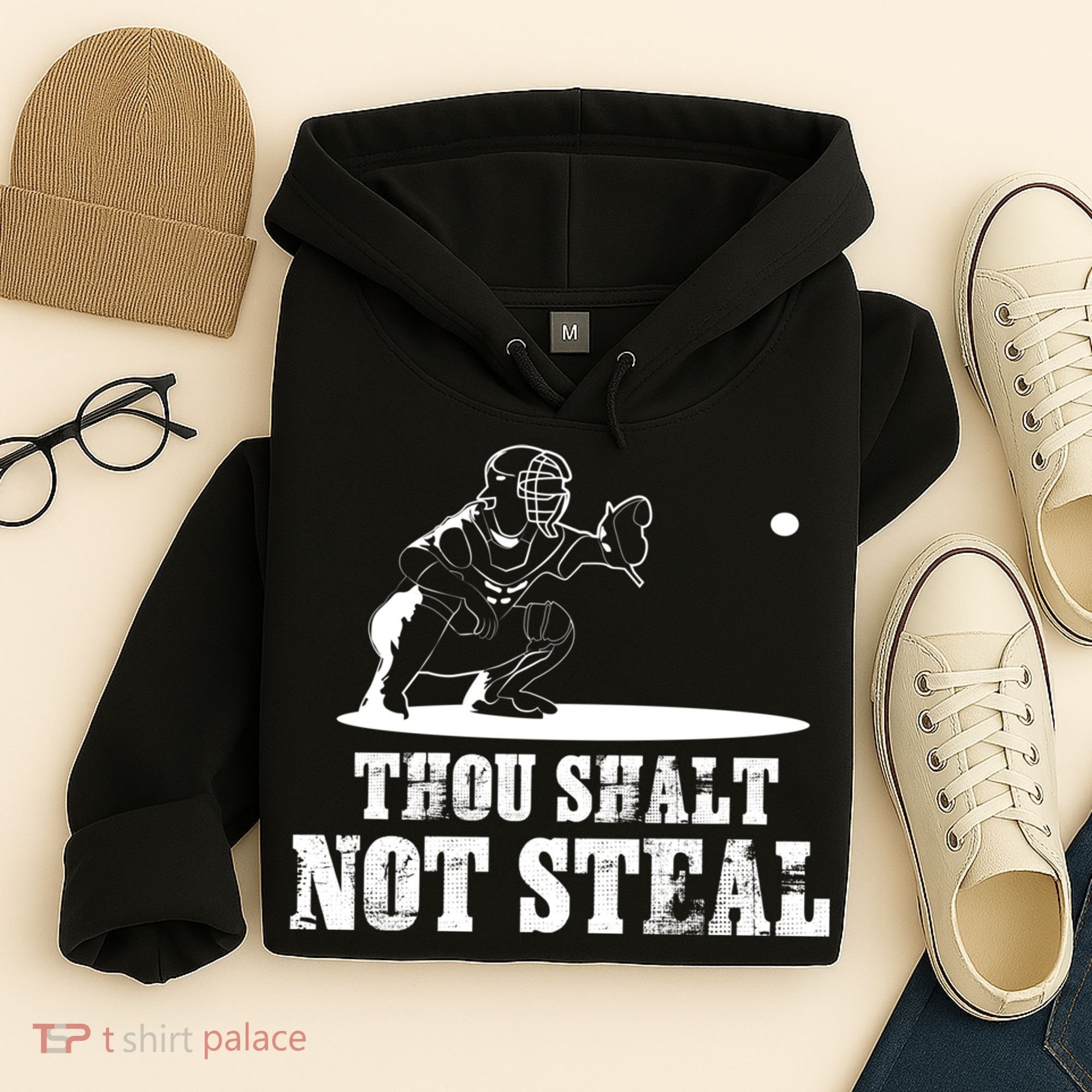 Baseball Catcher Thou Shalt Not Steal - Religious Gift Hoodie