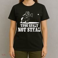 Baseball Catcher Thou Shalt Not Steal - Religious Gift T-Shirt thumb 4