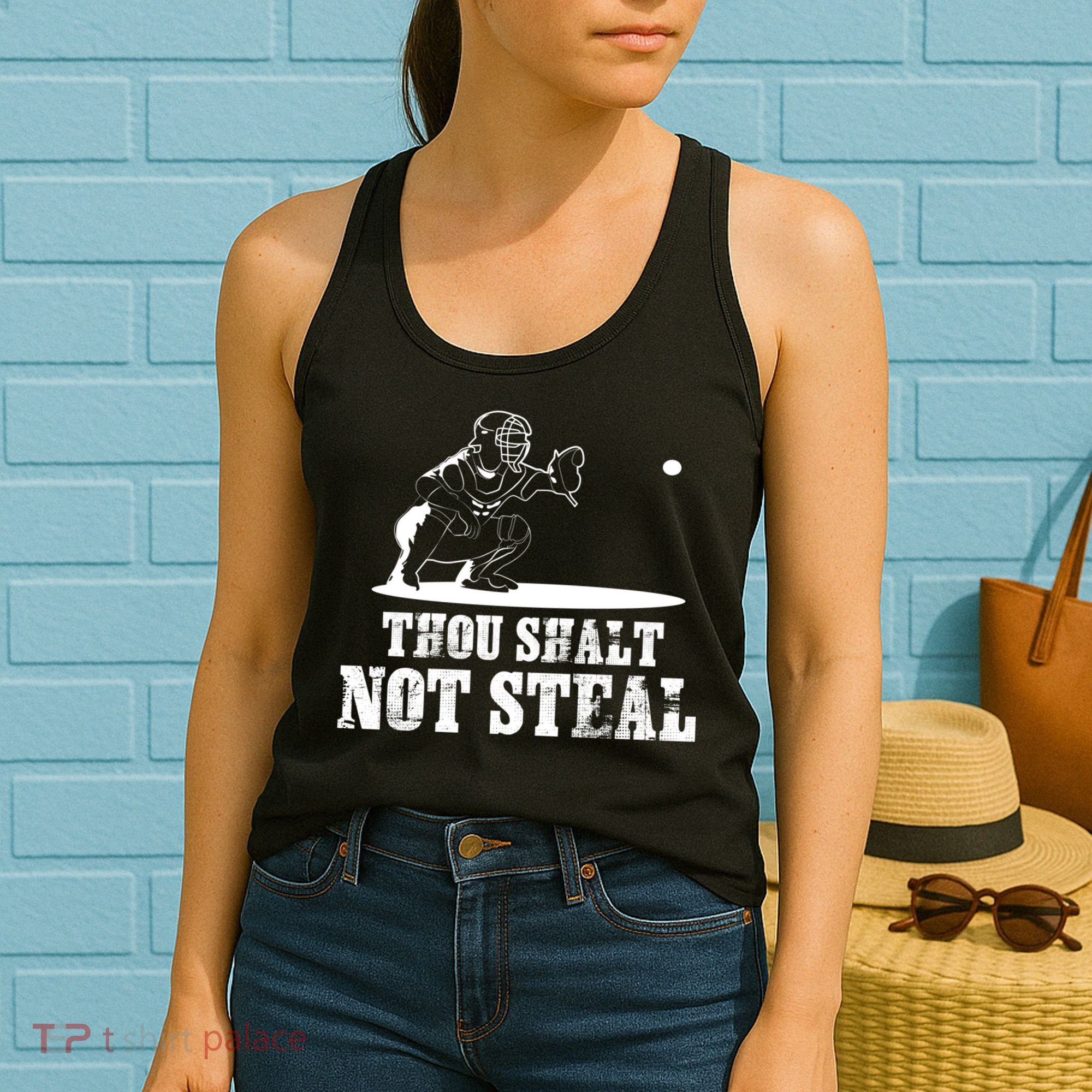 Baseball Catcher Thou Shalt Not Steal - Religious Gift Women's Tank Top