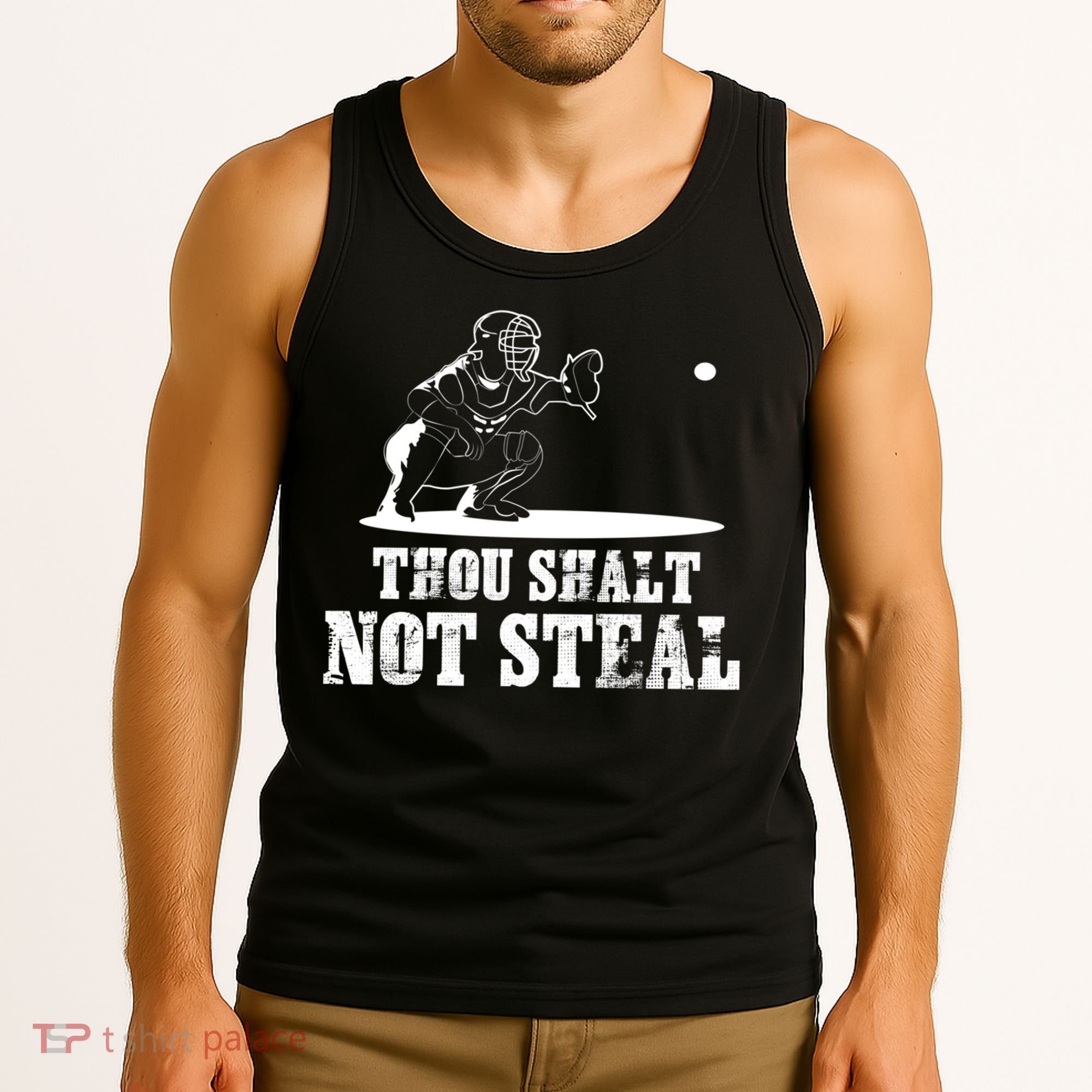 Baseball Catcher Thou Shalt Not Steal - Religious Gift Tank Top
