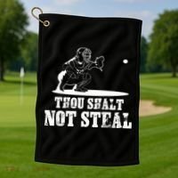Baseball Catcher Thou Shalt Not Steal - Religious Gift Golf Towel thumb 1