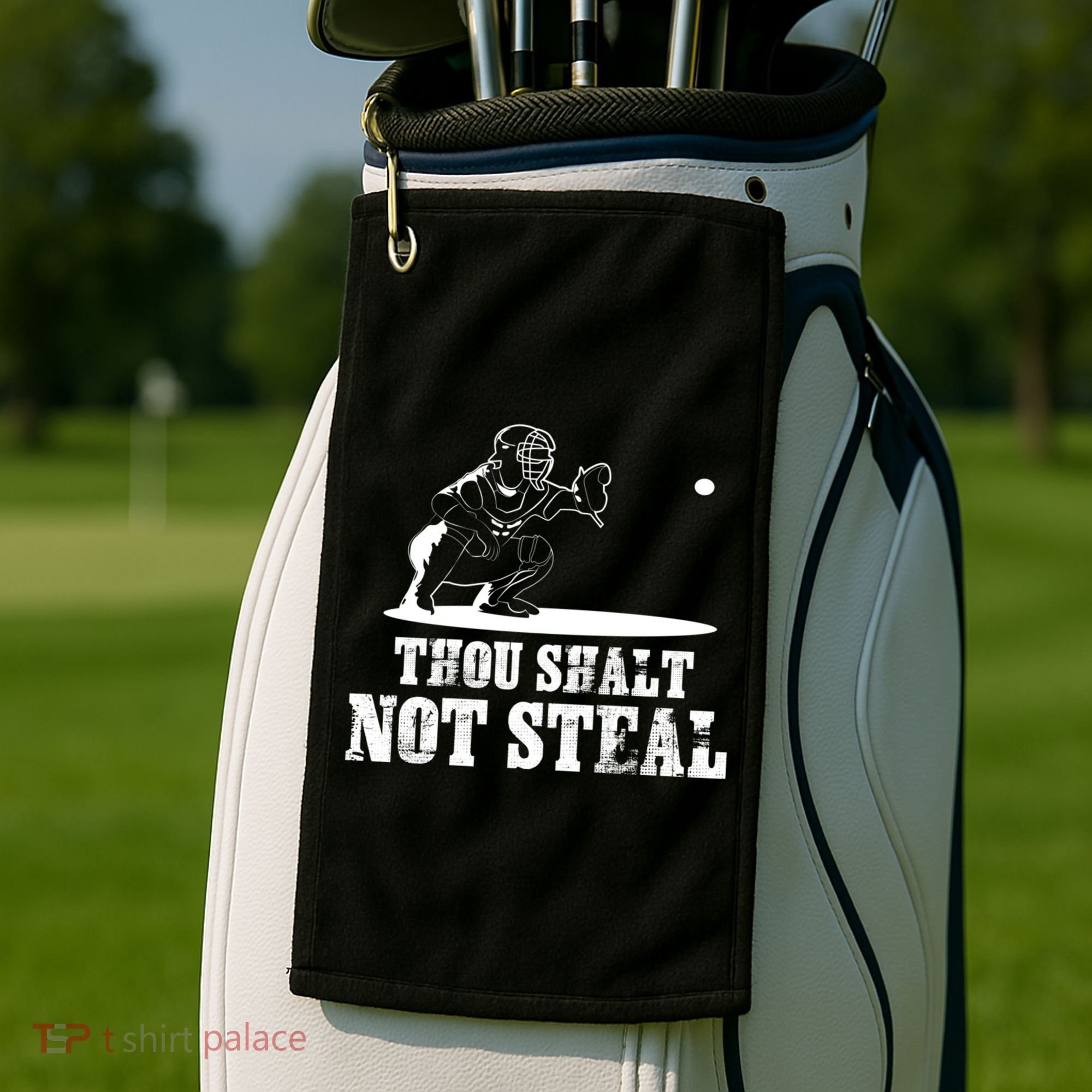 Baseball Catcher Thou Shalt Not Steal - Religious Gift Golf Towel