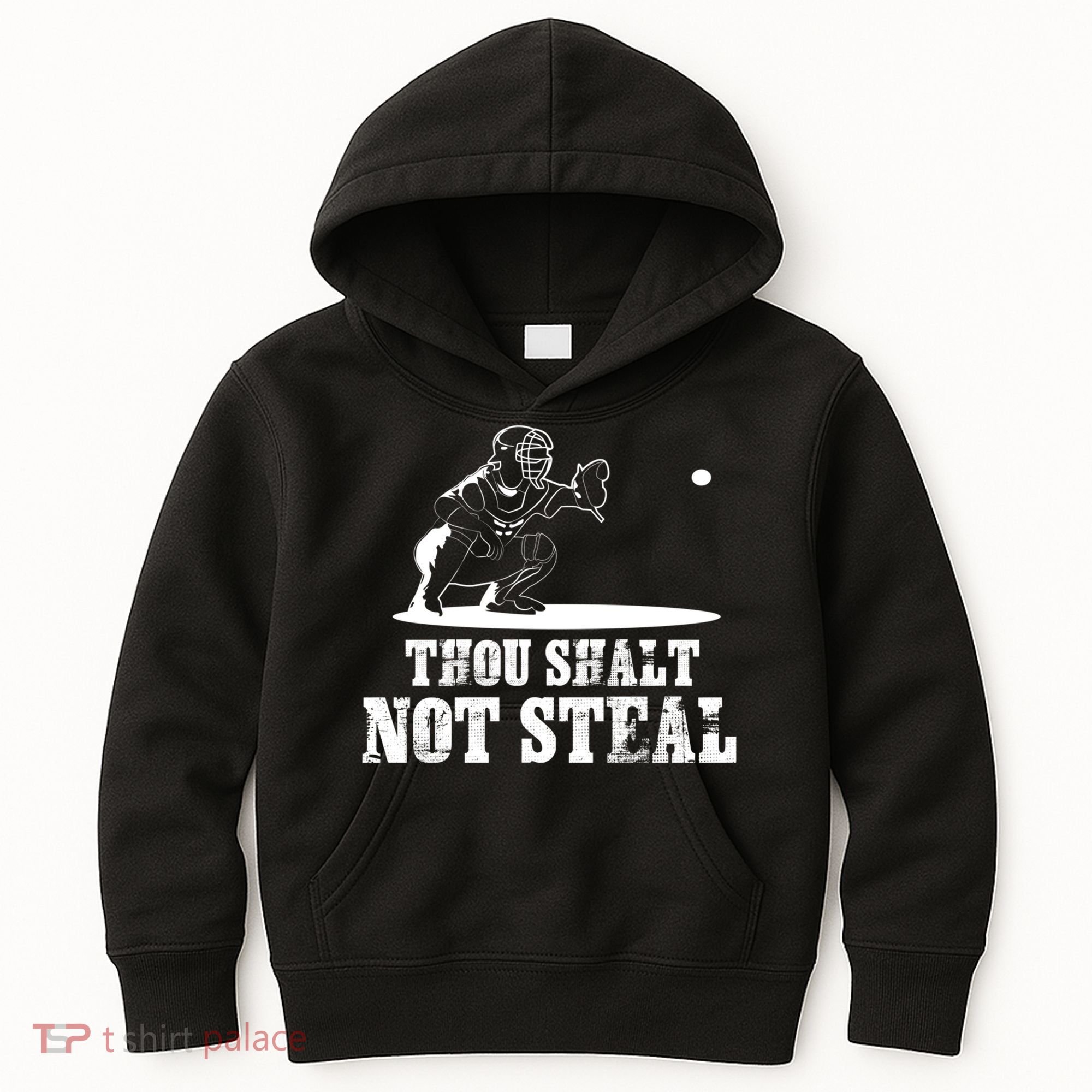 Baseball Catcher Thou Shalt Not Steal - Religious Gift Kids Hoodie