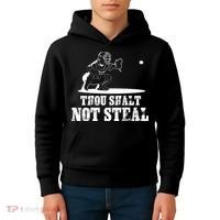Baseball Catcher Thou Shalt Not Steal - Religious Gift Kids Hoodie thumb 4