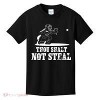 Baseball Catcher Thou Shalt Not Steal - Religious Gift Kids T-Shirt thumb 0