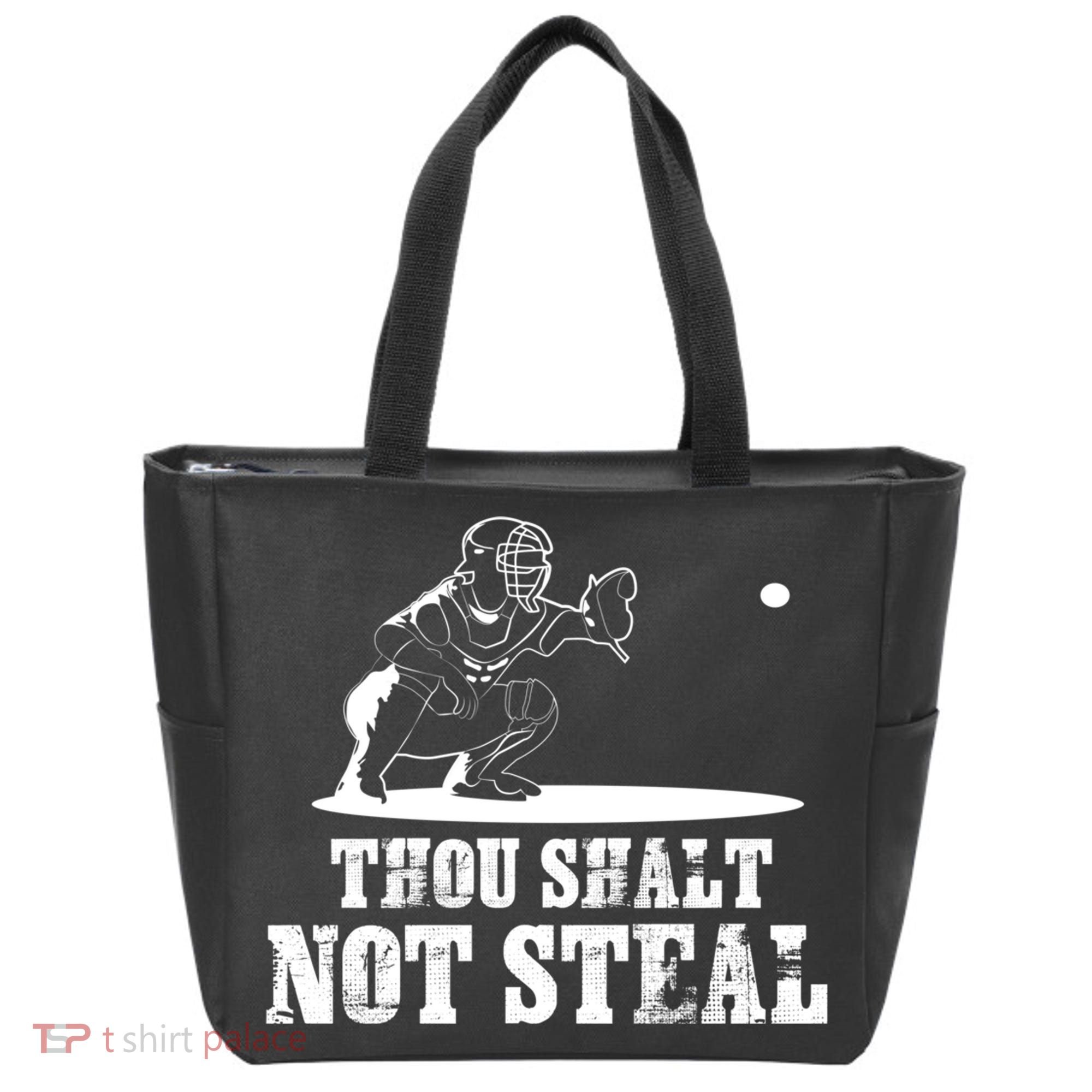 Baseball Catcher Thou Shalt Not Steal - Religious Gift Tote Bag