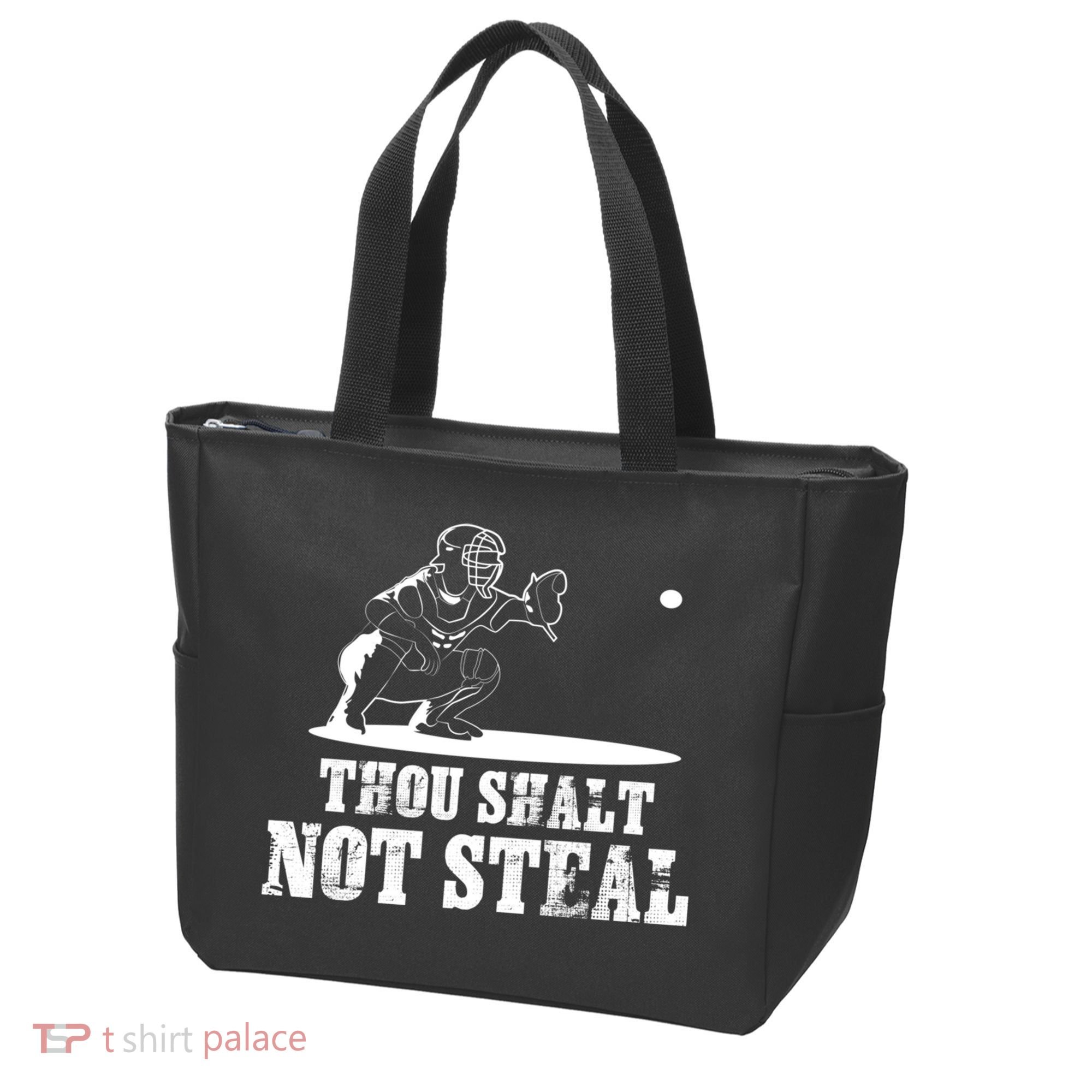 Baseball Catcher Thou Shalt Not Steal - Religious Gift Tote Bag