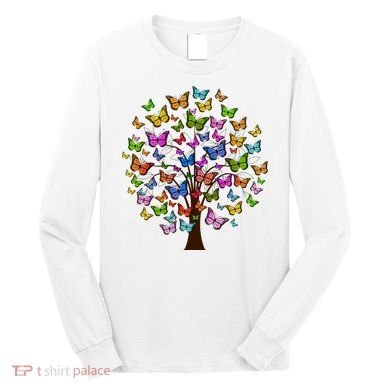 Butterfly Colorful Tree Long Sleeve Shirt