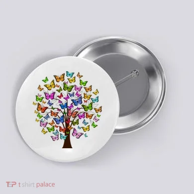 Butterfly Colorful Tree Button