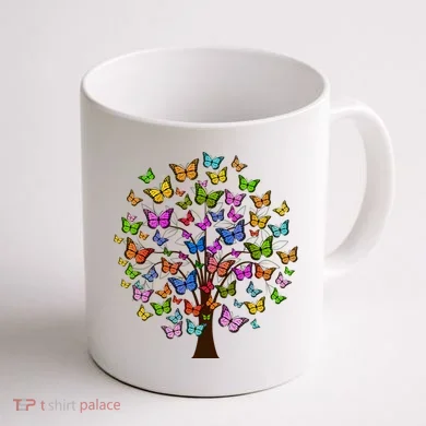 Butterfly Colorful Tree Coffee Mug back