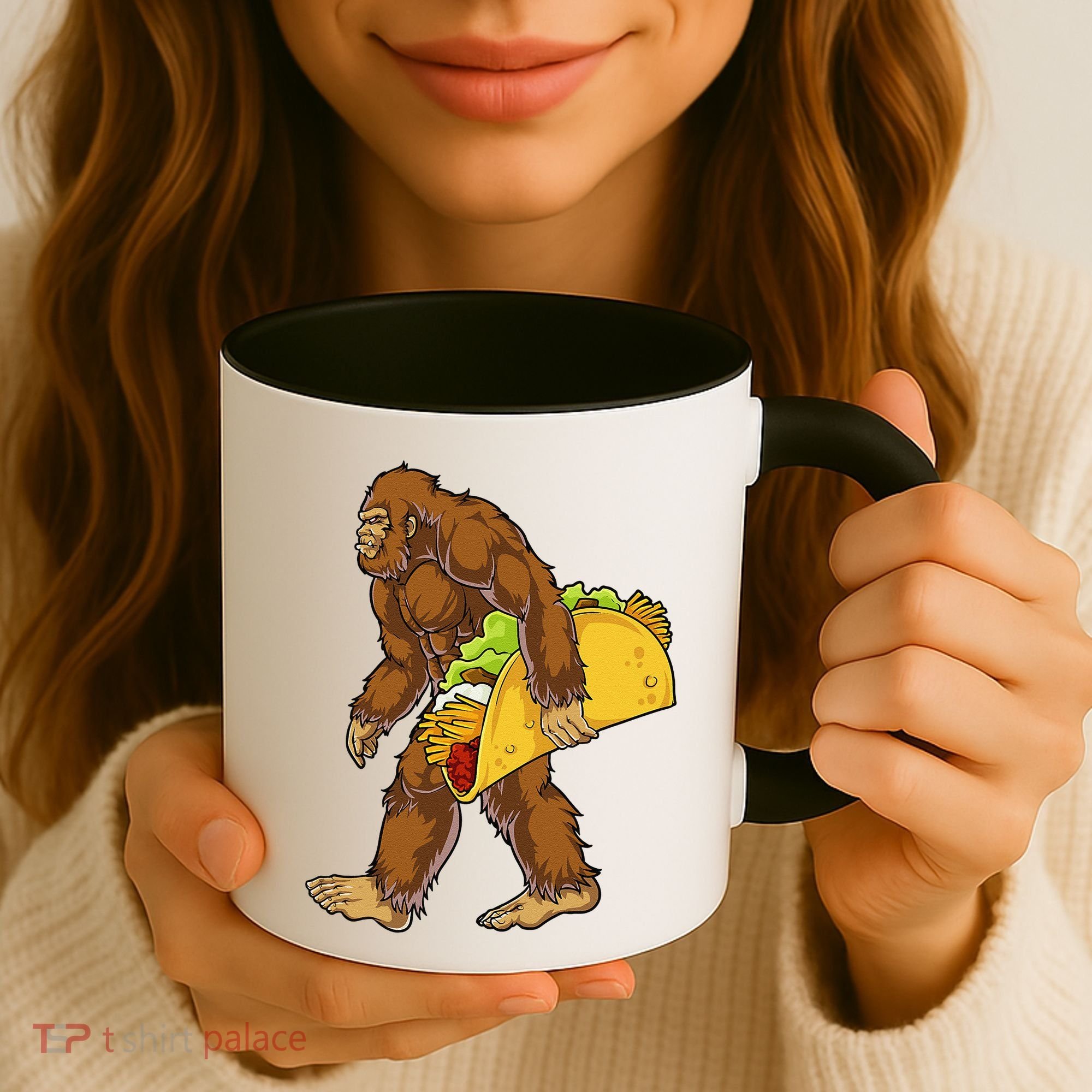 Bigfoot Carrying Taco Funny Cinco De Mayo Sasquatch Funny Coffee Mug