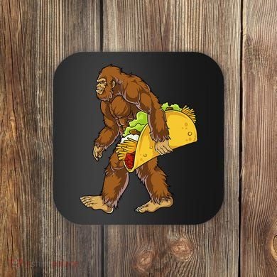 Bigfoot Carrying Taco Funny Cinco De Mayo Sasquatch Funny Coaster
