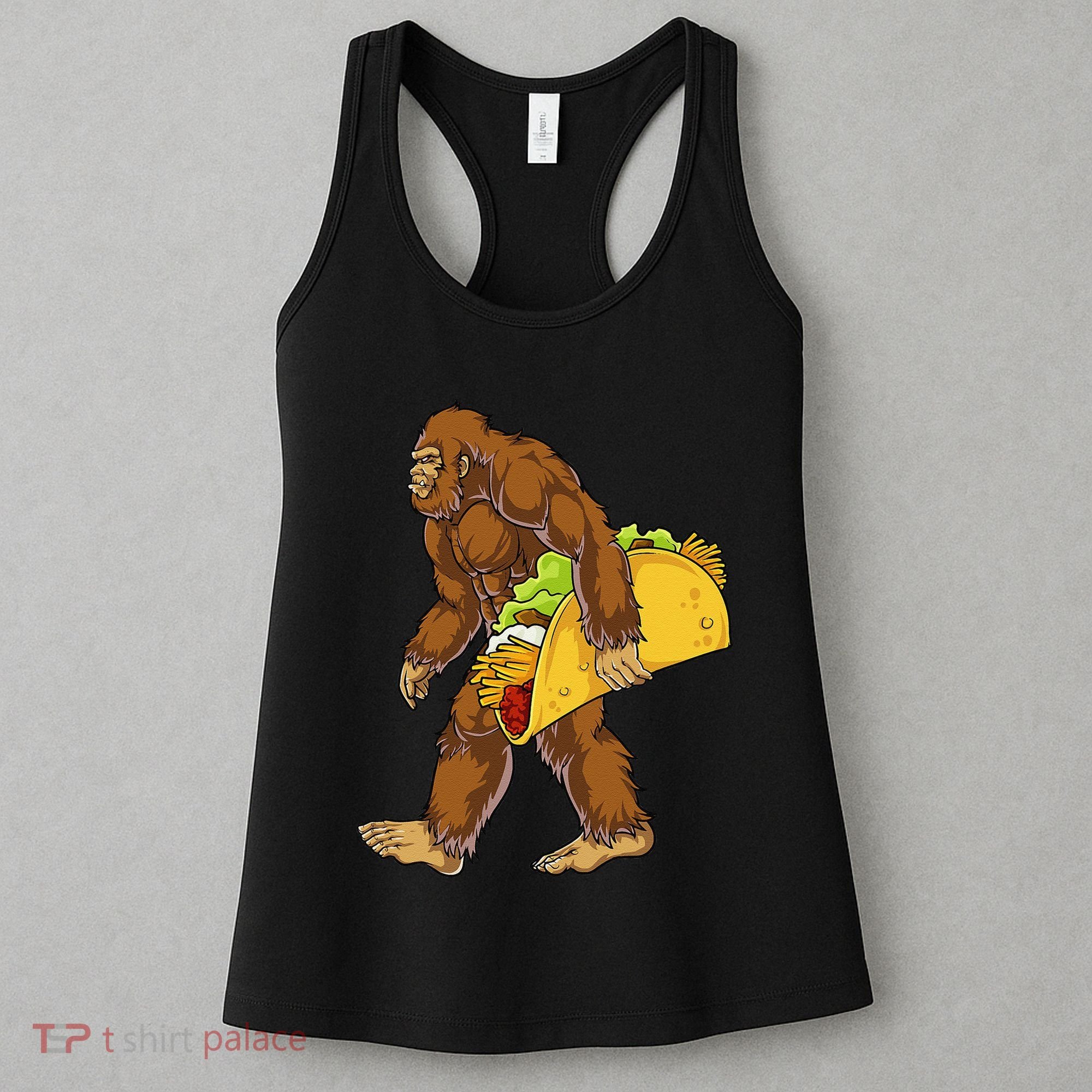 Bigfoot Carrying Taco Funny Cinco De Mayo Sasquatch Funny Women's Tank Top