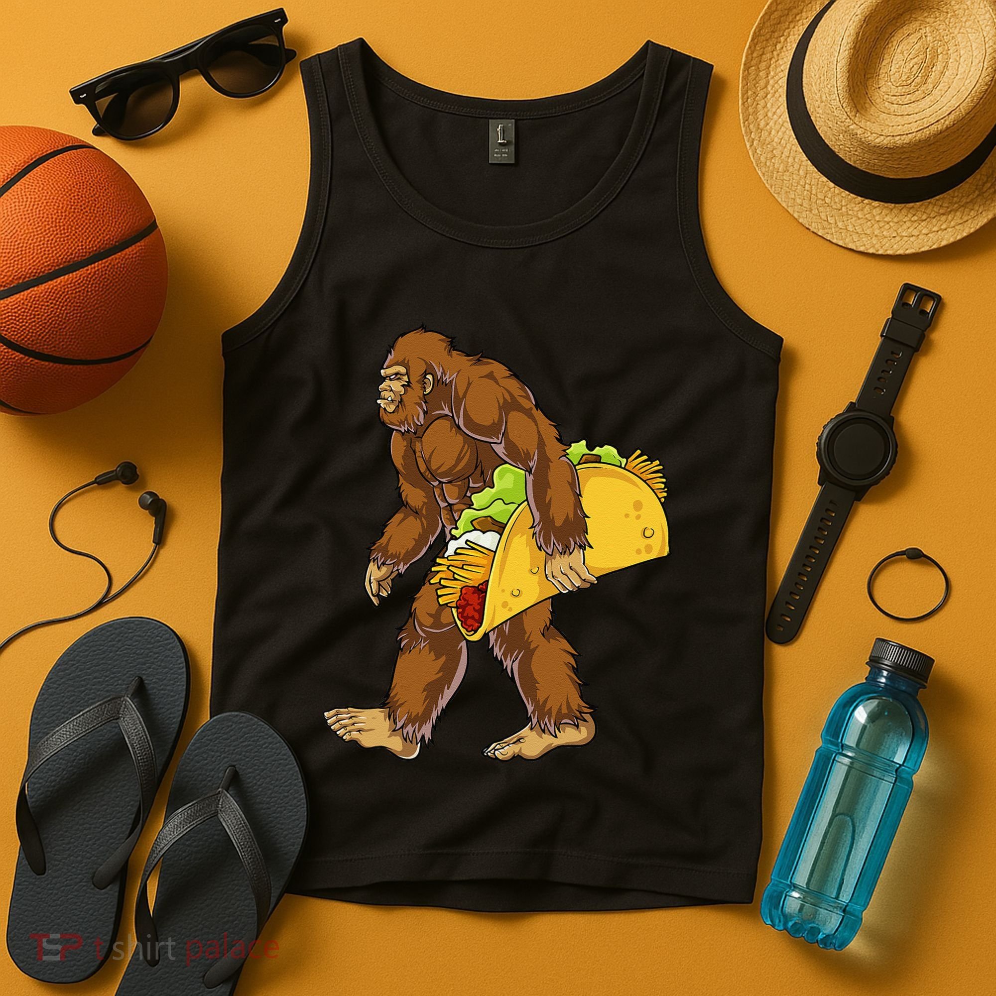 Bigfoot Carrying Taco Funny Cinco De Mayo Sasquatch Funny Tank Top