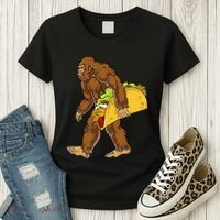 Bigfoot Carrying Taco Funny Cinco De Mayo Sasquatch Funny Women's T-Shirt thumb 3