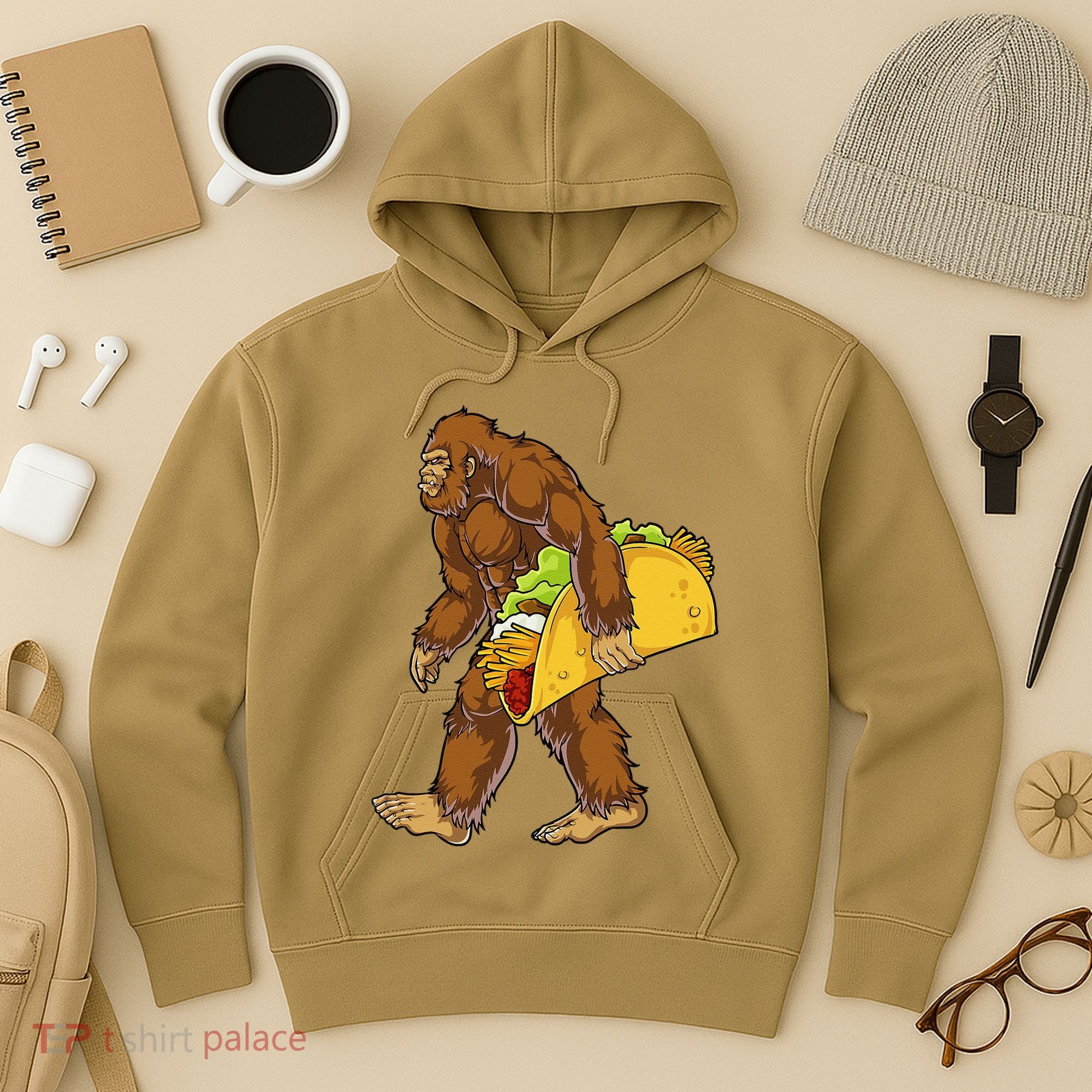 Bigfoot Carrying Taco Funny Cinco De Mayo Sasquatch Funny Hoodie