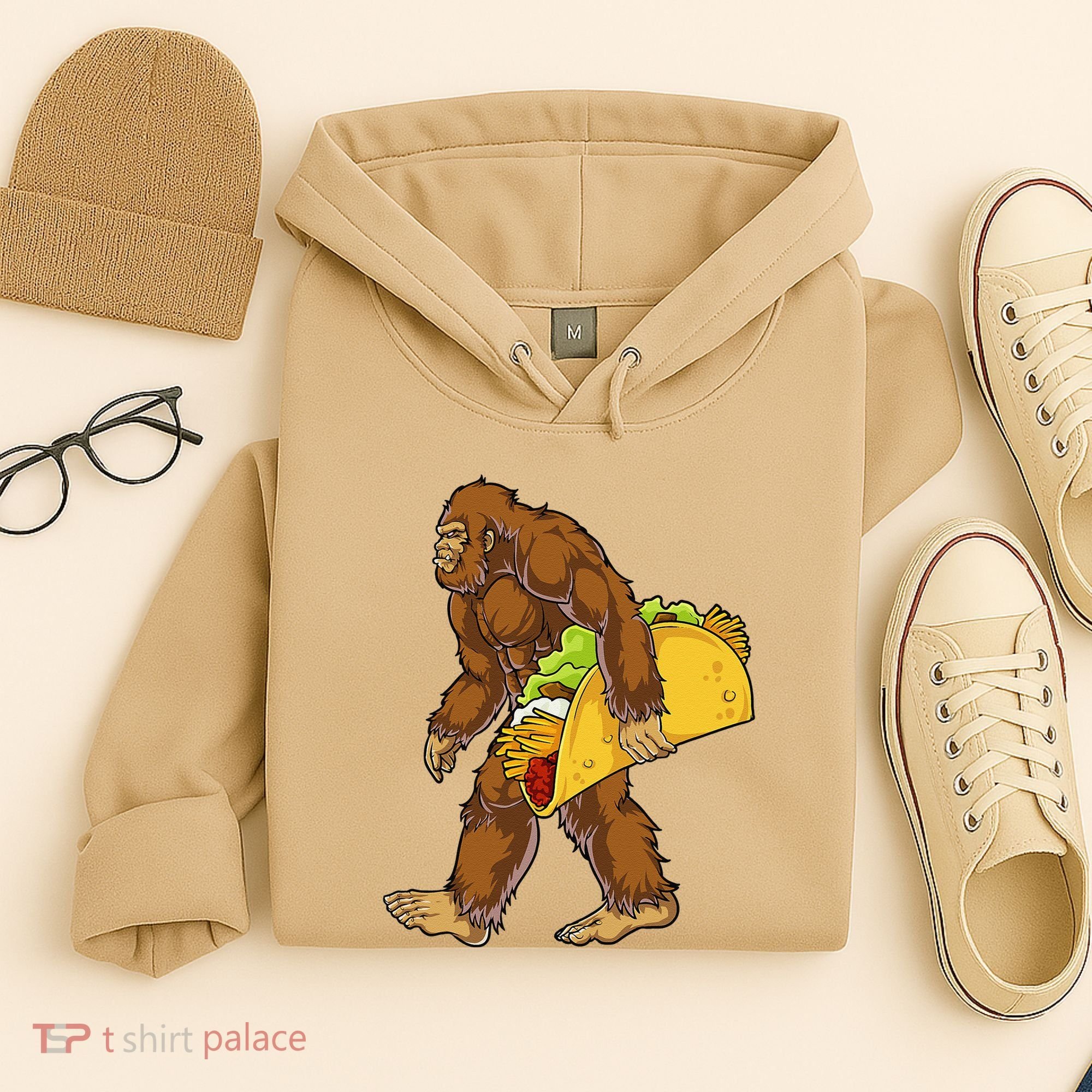 Bigfoot Carrying Taco Funny Cinco De Mayo Sasquatch Funny Hoodie