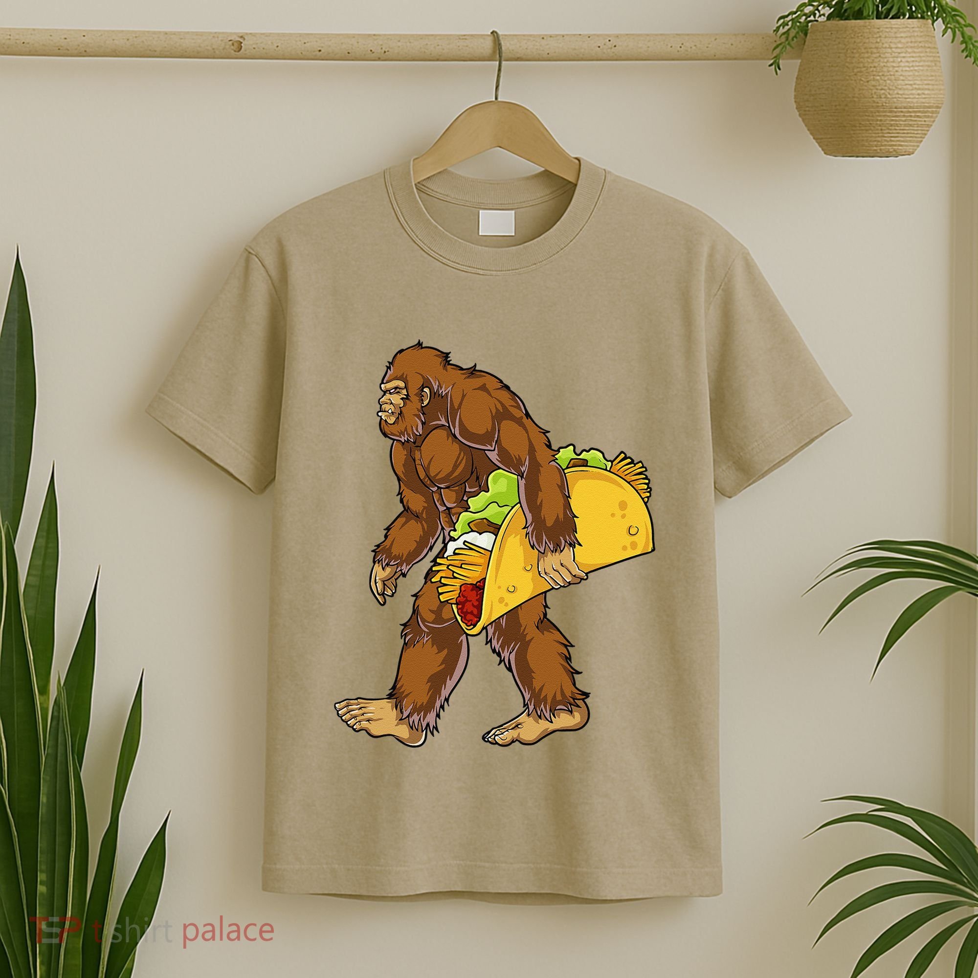 Bigfoot Carrying Taco Funny Cinco De Mayo Sasquatch Funny T-Shirt