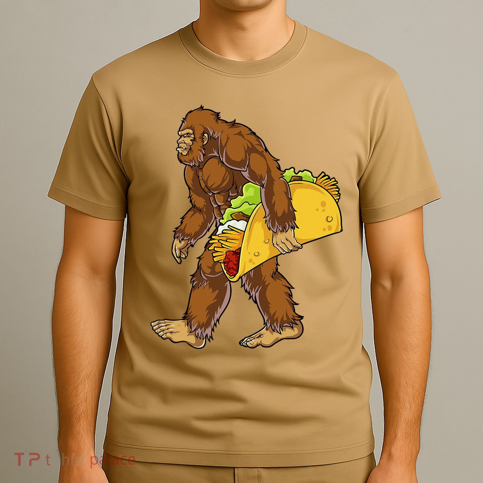 Bigfoot Carrying Taco Funny Cinco De Mayo Sasquatch Funny T-Shirt