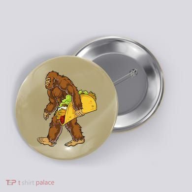 Bigfoot Carrying Taco Funny Cinco De Mayo Sasquatch Funny Button
