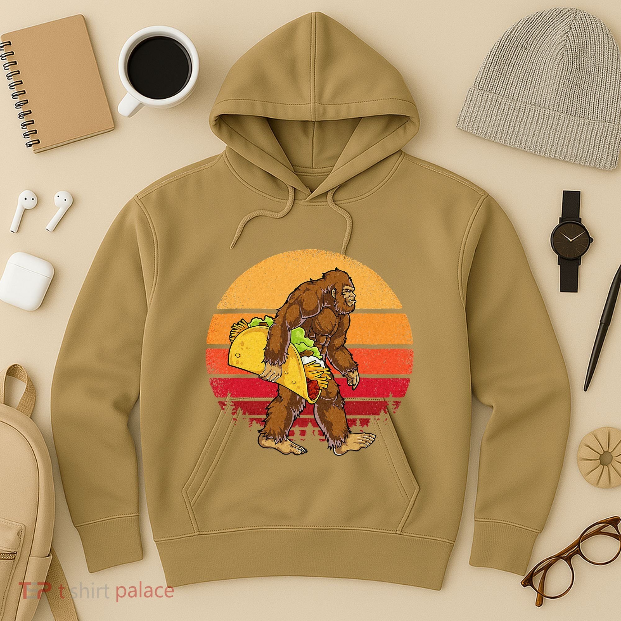 Bigfoot Carrying Taco Funny Cinco De Mayo Sasquatch Gift Hoodie