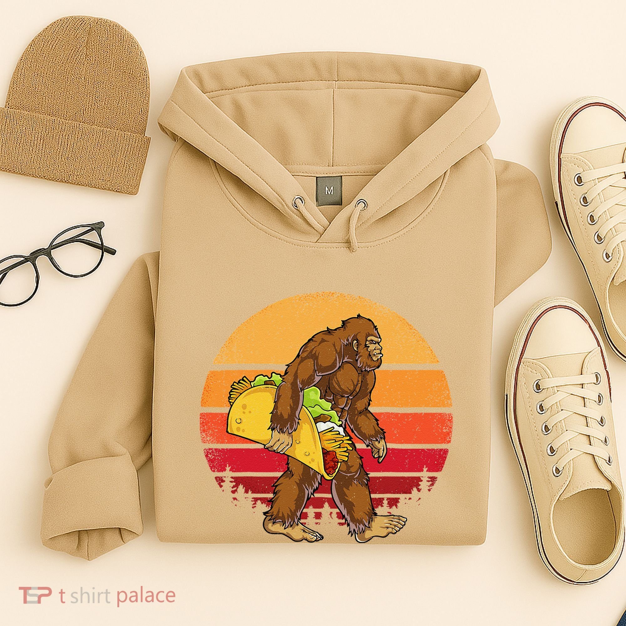 Bigfoot Carrying Taco Funny Cinco De Mayo Sasquatch Gift Hoodie