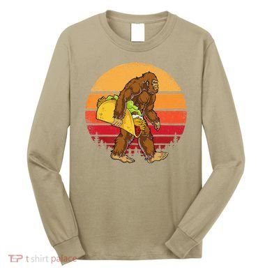 Bigfoot Carrying Taco Funny Cinco De Mayo Sasquatch Gift Long Sleeve Shirt