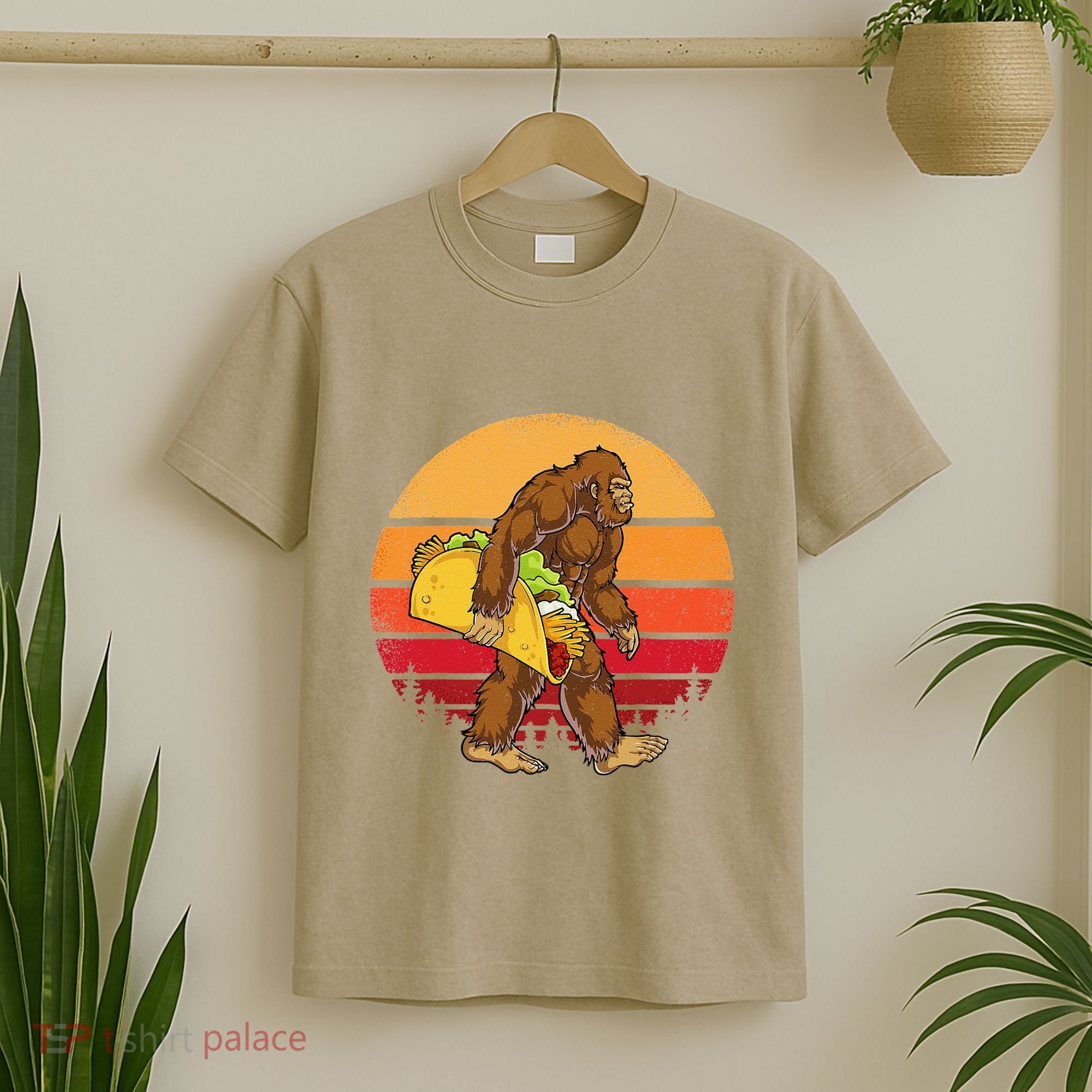 Bigfoot Carrying Taco Funny Cinco De Mayo Sasquatch Gift T-Shirt