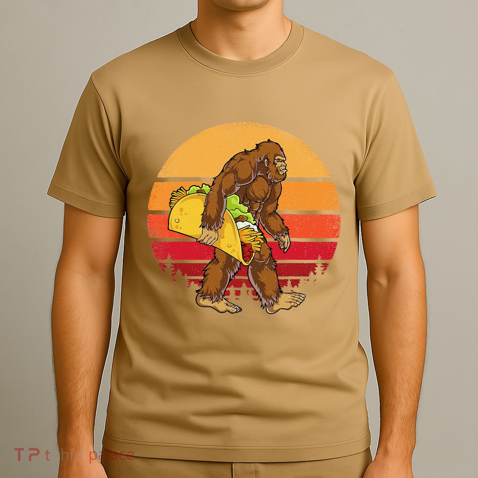 Bigfoot Carrying Taco Funny Cinco De Mayo Sasquatch Gift T-Shirt