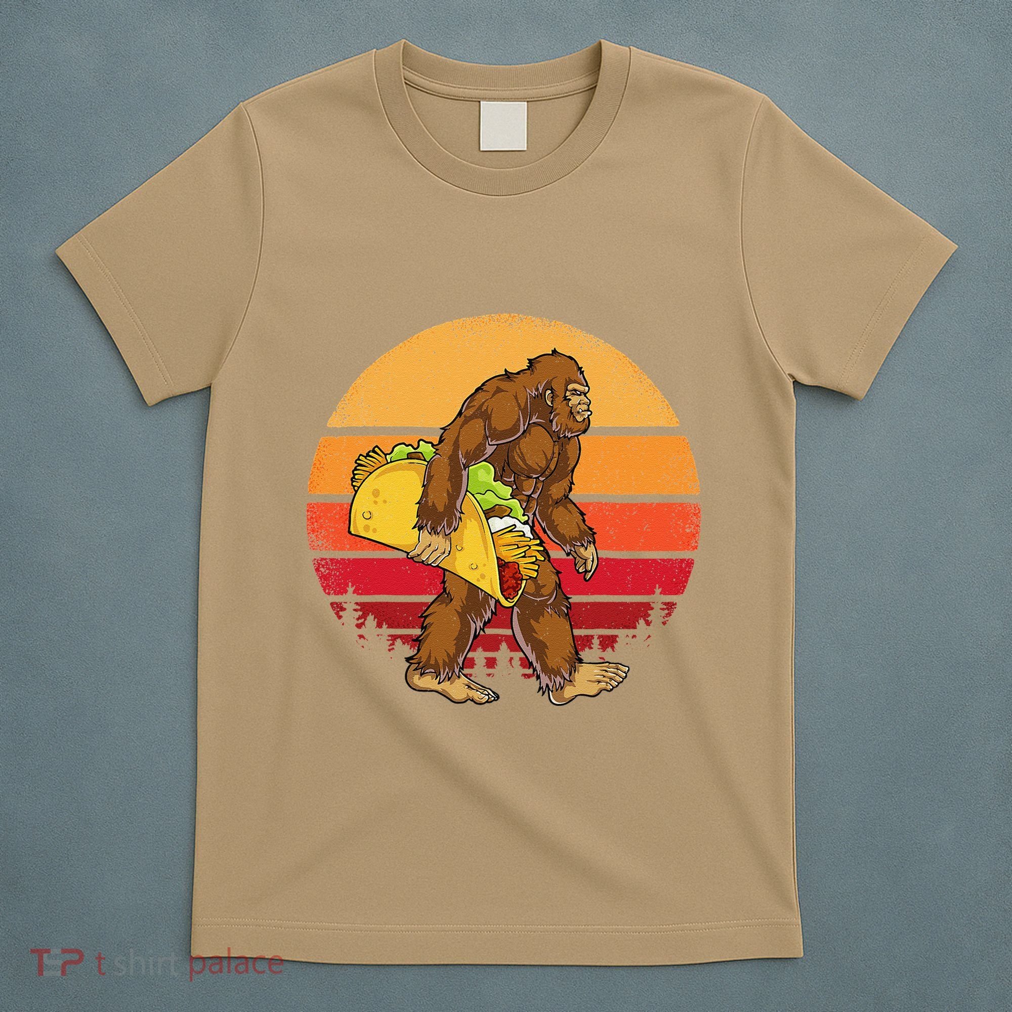 Bigfoot Carrying Taco Funny Cinco De Mayo Sasquatch Gift T-Shirt