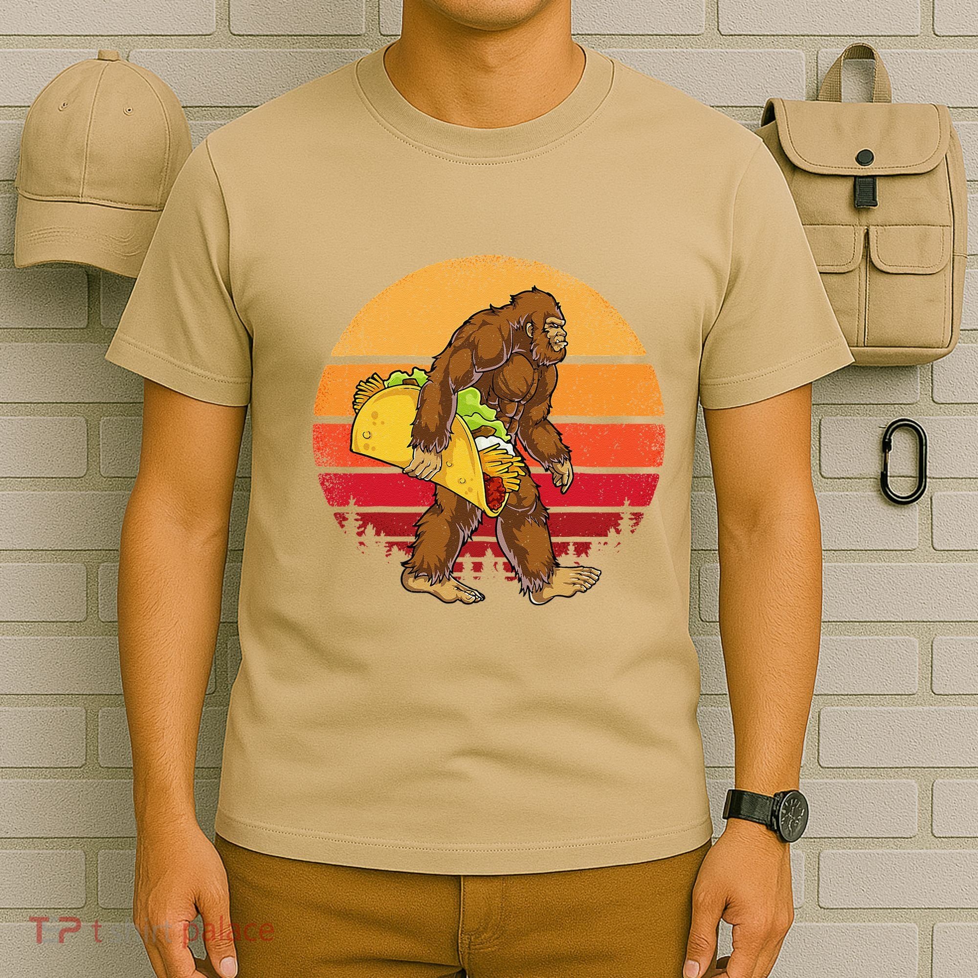 Bigfoot Carrying Taco Funny Cinco De Mayo Sasquatch Gift T-Shirt