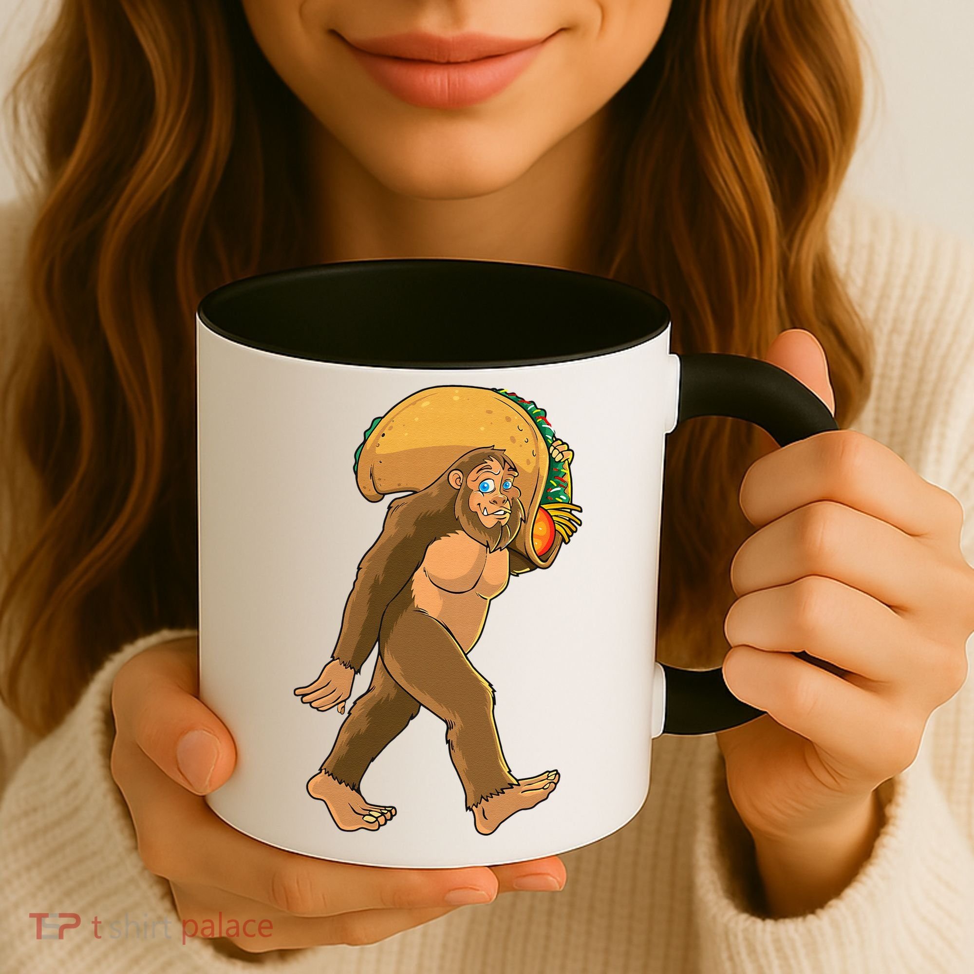 Bigfoot Carrying Taco Funny Cinco De Mayo Sasquatch Love Coffee Mug