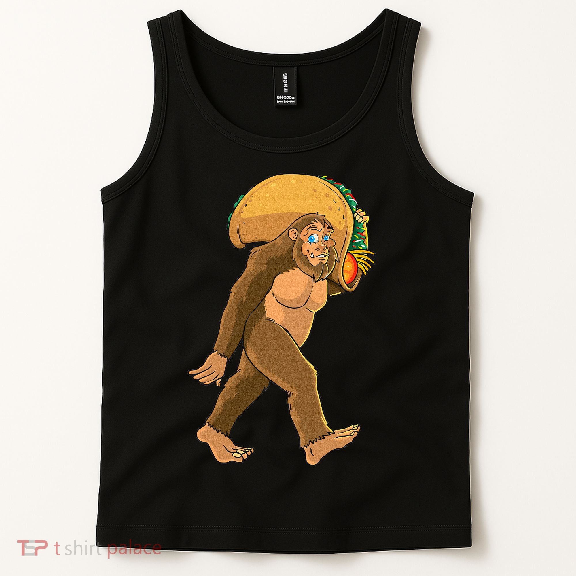Bigfoot Carrying Taco Funny Cinco De Mayo Sasquatch Love Tank Top