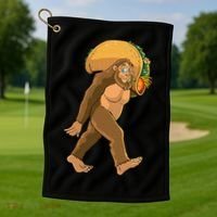 Bigfoot Carrying Taco Funny Cinco De Mayo Sasquatch Love Golf Towel thumb 1