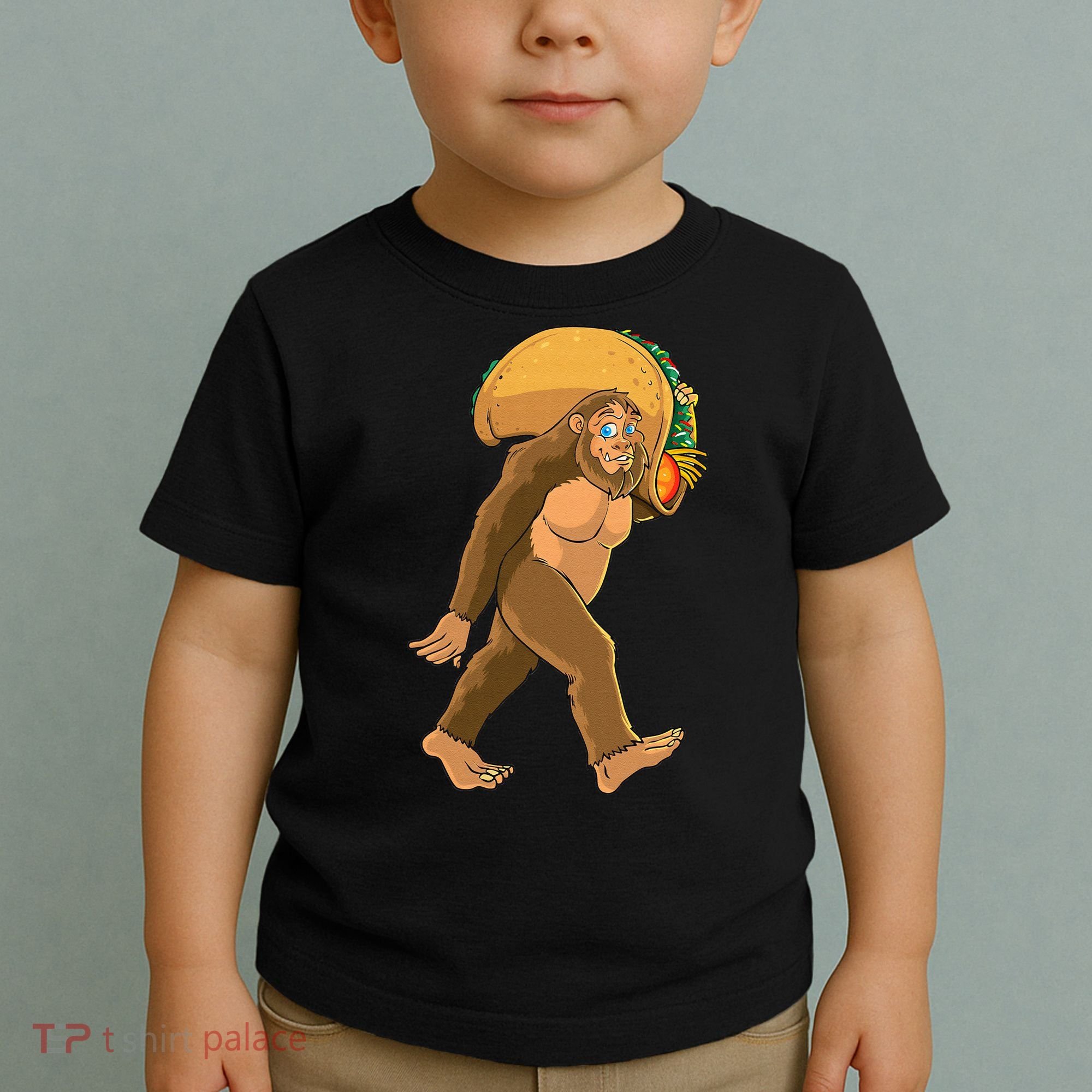 Bigfoot Carrying Taco Funny Cinco De Mayo Sasquatch Love Toddler T-Shirt