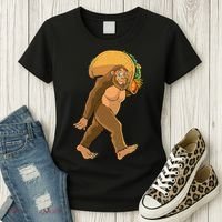 Bigfoot Carrying Taco Funny Cinco De Mayo Sasquatch Love Women's T-Shirt thumb 3